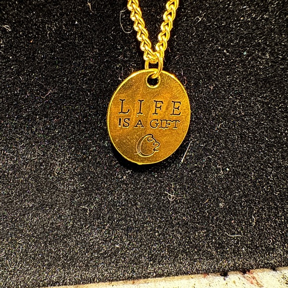 Life Is A Gift double sided gold plated Dainty Necklace - Picture 4 of 5